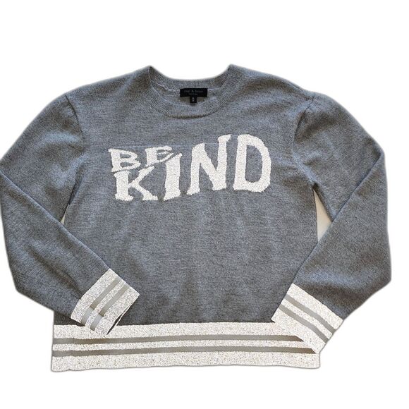 Rag & Bone Grey Reflective Be Kind Cropped Sweatshirt Size M - Picture 1 of 11
